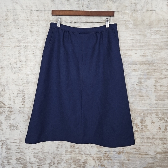 Vintage 1980s Navy Blue Skirt Levi Strauss & Co Levis A-line Preppy Office 80s - Picture 13 of 17